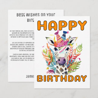 Carte De Correspondance Anniversaire de la Giraffe