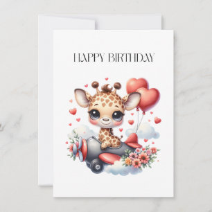Carte De Correspondance Anniversaire Pilote Girafe