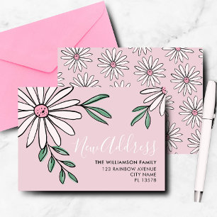 Carte De Correspondance Annonce de déménagement moderne Fleur de marguerit