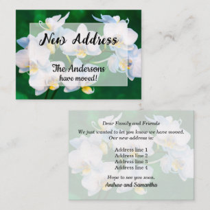 Carte De Correspondance Annonce d'une nouvelle adresse avec des orchidées 