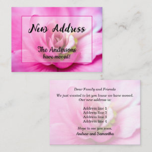 Carte De Correspondance Annonce d'une nouvelle adresse de Begonia rose