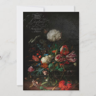 Carte De Correspondance Antique Floral Still Life & Script français