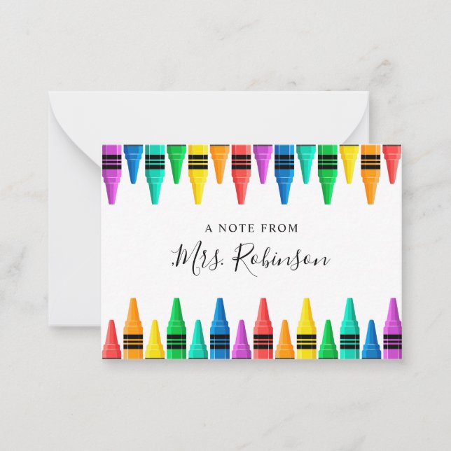 Carte De Correspondance Appréciation de l'enseignant Rainbow Crayon (Devant)