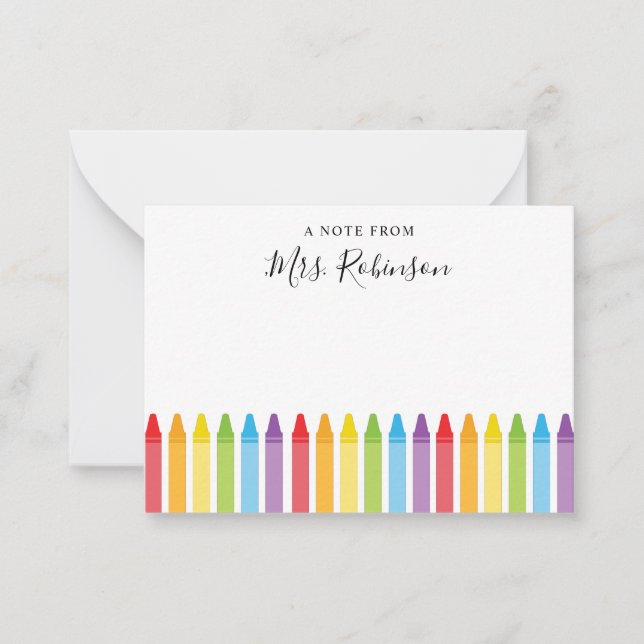 Carte De Correspondance Appréciation de l'enseignant Rainbow Crayon (Devant)