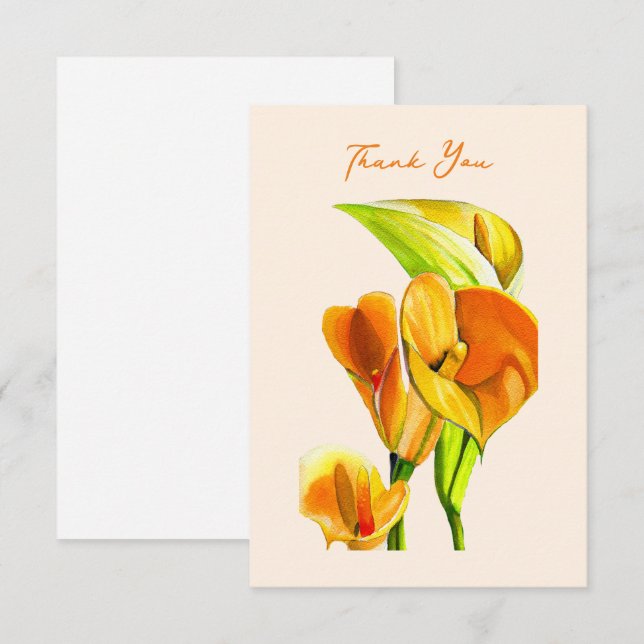 Carte De Correspondance Aquarelle à fleurs de calla (Devant / Derrière)