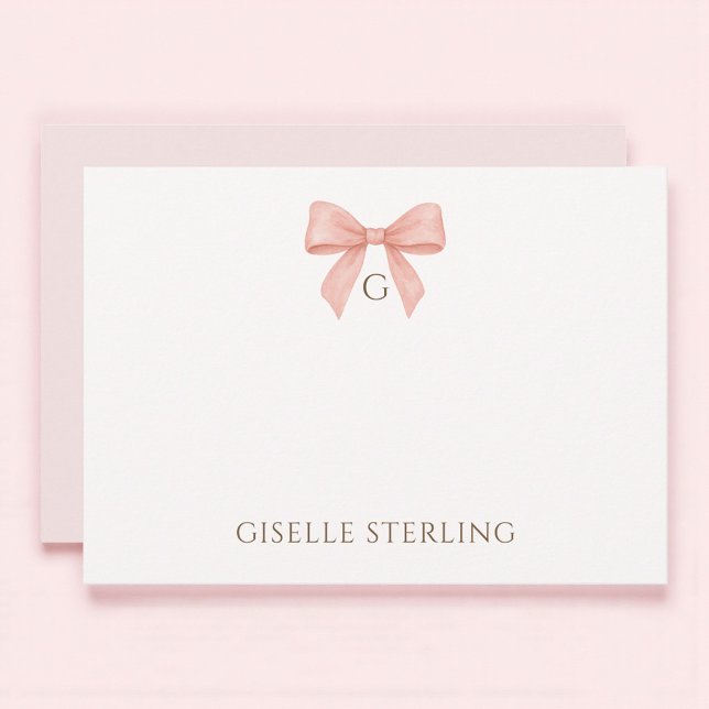 Carte de correspondance aquarelle à ruban rose pâl (Créateur téléchargé)