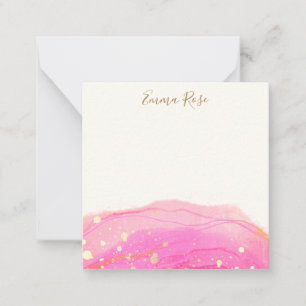 Carte De Correspondance Aquarelle Abstraite rose moderne Merci note