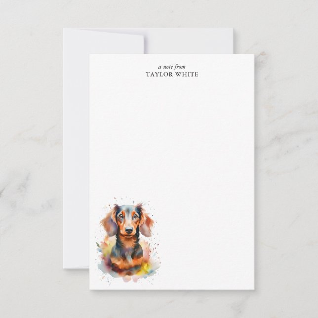 Carte De Correspondance Aquarelle amusante Dachshund Merci personnalisé (Devant)