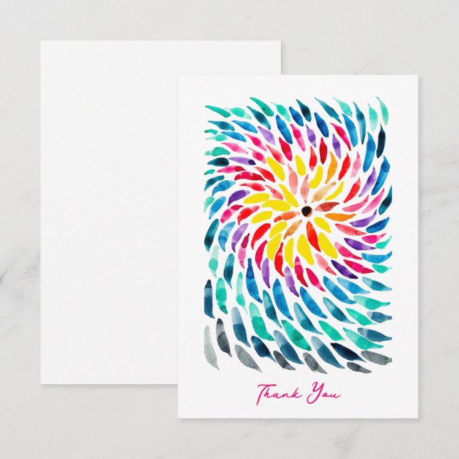 Carte De Correspondance Aquarelle arc-en-ciel spirale abstraite (Devant / Derrière)