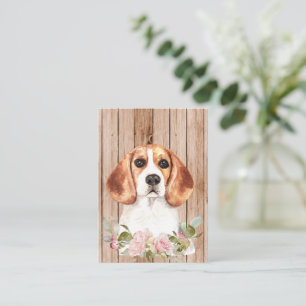 Carte De Correspondance Aquarelle Beagle & Fleurs