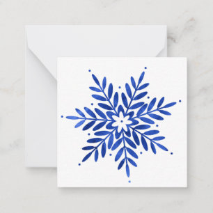 Carte De Correspondance Aquarelle bleu Indigo Flocon de neige Abstrait