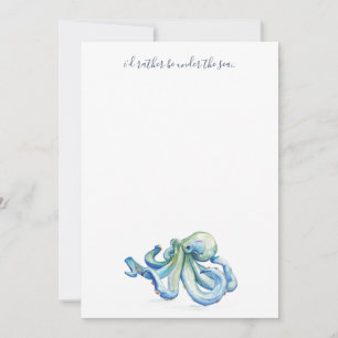 Carte De Correspondance Aquarelle bleu Merci octopus personnalisé