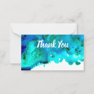 Carte De Correspondance Aquarelle bleue Design océanique abstrait