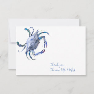 Carte De Correspondance Aquarelle bleueCrabe Merci papier