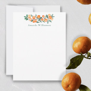 Carte De Correspondance Aquarelle Botanique Orange Papier personnel