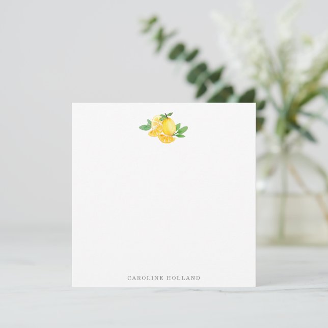Carte De Correspondance Aquarelle Citron simple papeterie personnalisée (Debout devant)