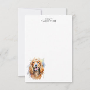 Carte De Correspondance Aquarelle Cocker Spaniel Merci personnalisé