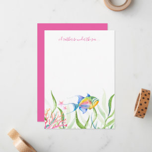 Carte De Correspondance Aquarelle colorée de poisson tropical