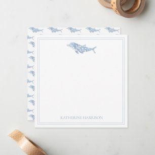 Carte De Correspondance Aquarelle côtière bleu Polka Dot Dolphin