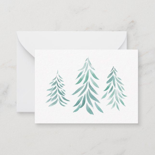 Carte De Correspondance Aquarelle Coups de pinceau d'arbres persistants  (Devant)