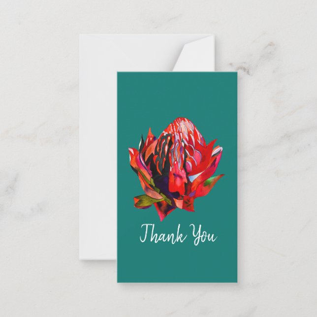 Carte De Correspondance Aquarelle de fleurs indigènes de Waratah (Devant)