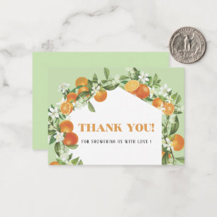 Carte De Correspondance Aquarelle Elegant Orange Citrus baby shower merci