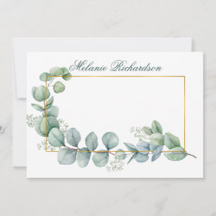 Carte De Correspondance Aquarelle Eucalyptus Feuille Vert Vert Vert Vert O