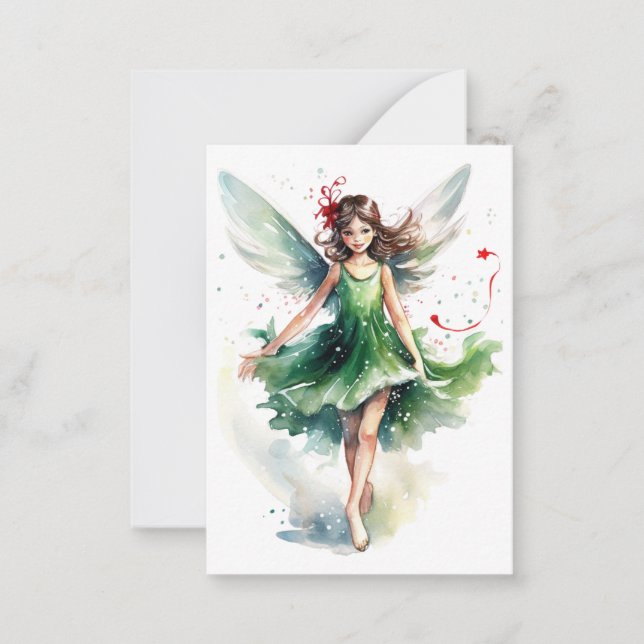 Carte De Correspondance Aquarelle Fée de Noël (Devant)