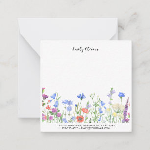 Carte De Correspondance Aquarelle Floral Design Nom et adresse personnalis