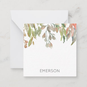 Carte De Correspondance Aquarelle Floral Vine NOM Coloré Automne