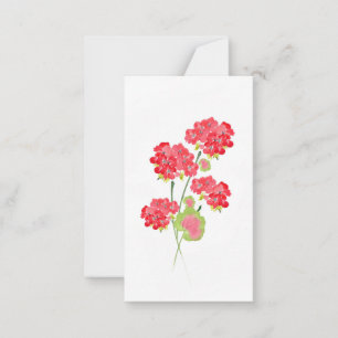 Carte De Correspondance Aquarelle Geraniums tiges