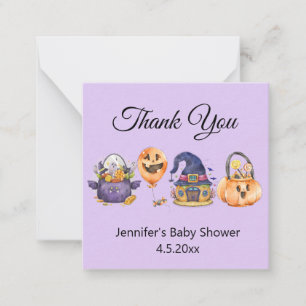 Carte De Correspondance aquarelle halloween baby shower merci violet