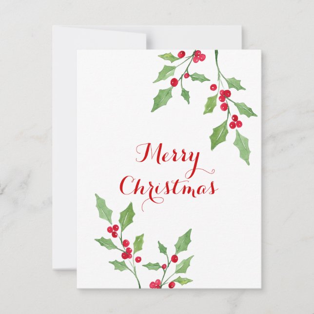 Carte De Correspondance Aquarelle Holly Sprigs (Devant)