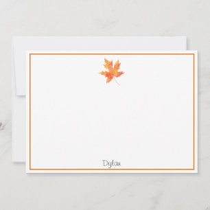 Carte De Correspondance Aquarelle jaune orange Feuille d'érable