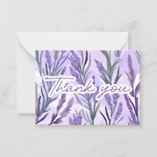 Carte De Correspondance Aquarelle Lavande de Gratitude Merci Note