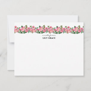 Carte De Correspondance Aquarelle Lily Rose Fleurie Remerciement