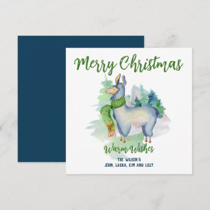 Carte De Correspondance Aquarelle Llama Wreath Joyeux Noël Personnalisé