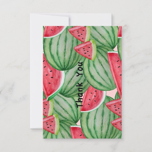 Carte De Correspondance Aquarelle Merci de pastèque (Devant)