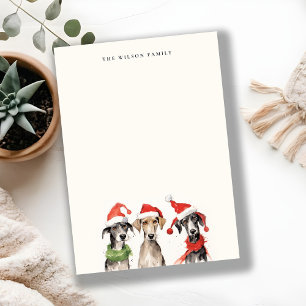 Carte De Correspondance Aquarelle mignonne fourrage de chien et Noël brill