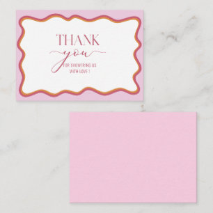 Carte De Correspondance Aquarelle minimaliste Wavy rose chaud orange Merci