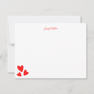 Carte De Correspondance Aquarelle moderne Coeurs rouges Saint Valentin