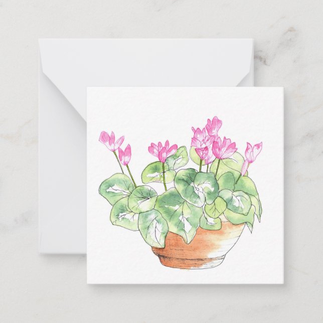 Carte De Correspondance Aquarelle pointillée Cyclamen (Devant)