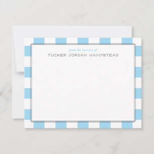 Carte De Correspondance Aquarelle Preppy Blue Stripes Baby Boy Merci