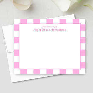 Carte De Correspondance Aquarelle Preppy Pink Stripes Baby Girl Merci