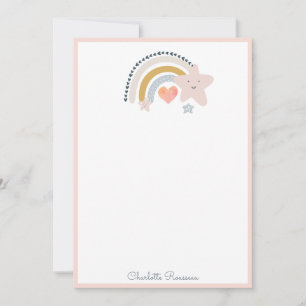 Carte De Correspondance Aquarelle Rainbow Stars Custom Kid's Stationery