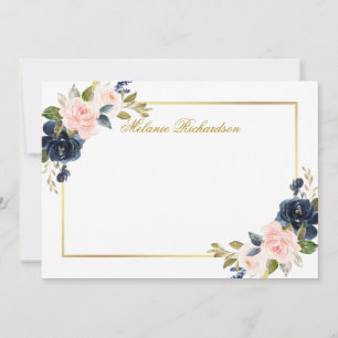 Carte De Correspondance Aquarelle rose bleu foncé - Choisissez la taille -