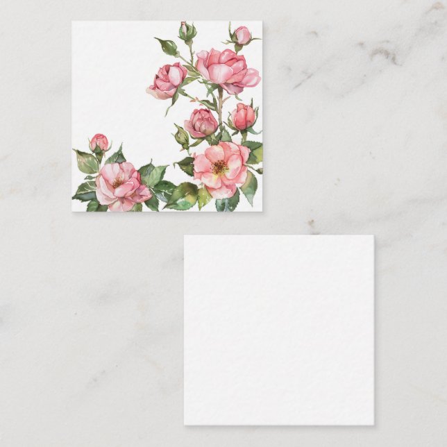 Carte De Correspondance Aquarelle rose doux (Devant / Derrière)