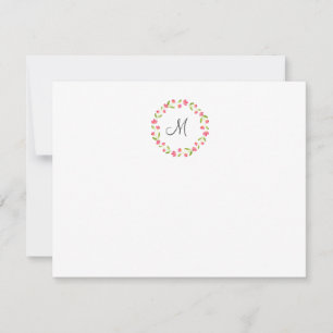 Carte De Correspondance Aquarelle rose Jaune Vert Fleur Courbe