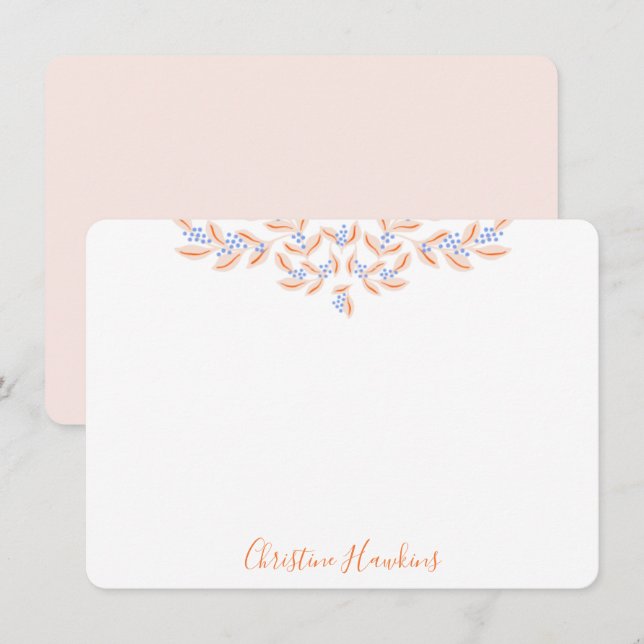 Carte De Correspondance Aquarelle rose pâle et pâle Personnalisée (Devant / Derrière)