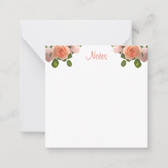 Carte De Correspondance Aquarelle Roses Calligraphié Script Floral (Devant)